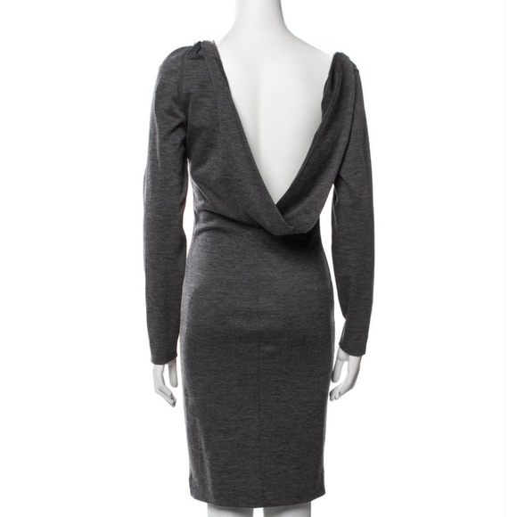TOM FORD Knit Dress Italian Size 42 / 6 US Scoop Cowl Back Wool Blend Silk Trim - Picture 1 of 14